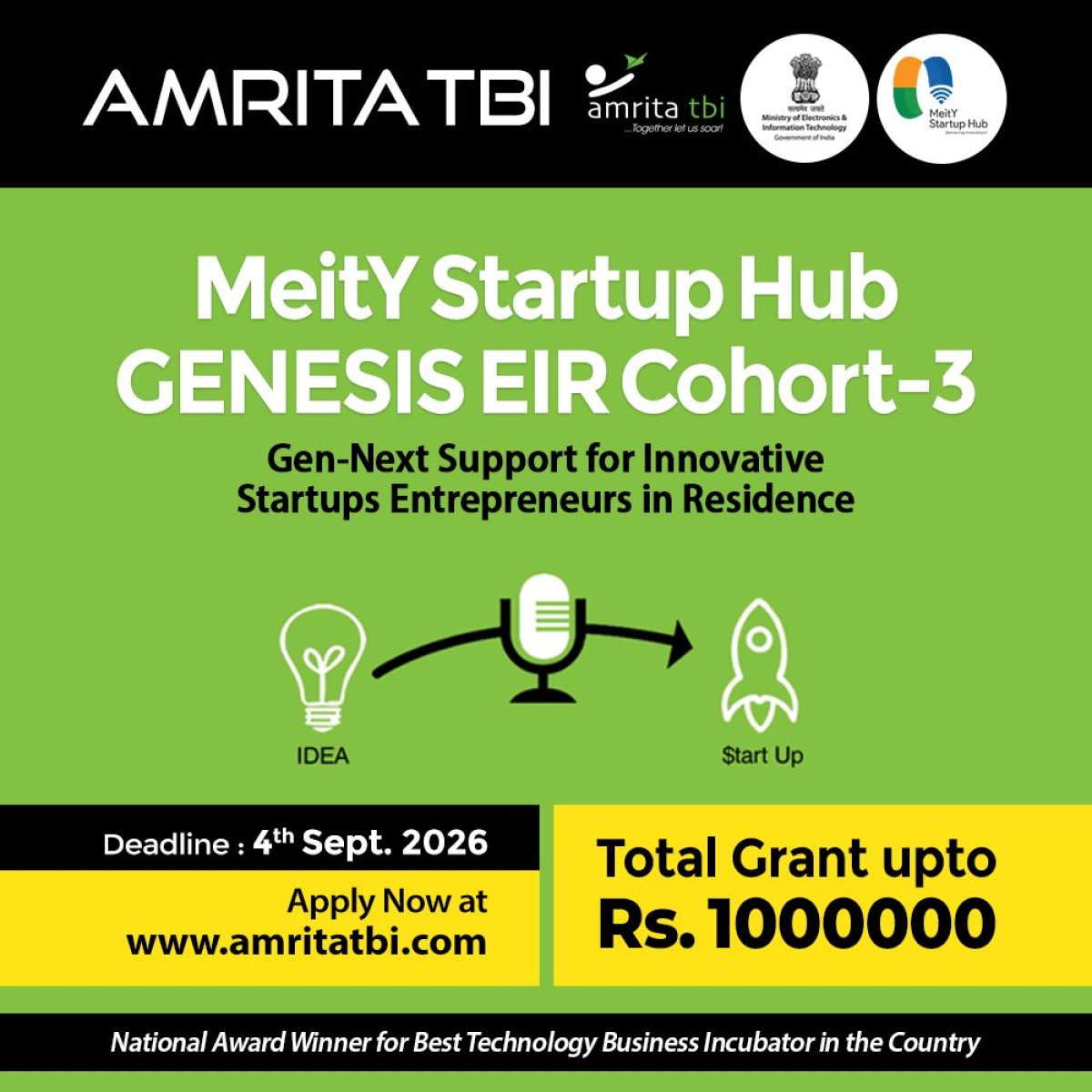 Amrita TBI MEITY- STARTUP HUB GENISIS EIR COHORT - 3