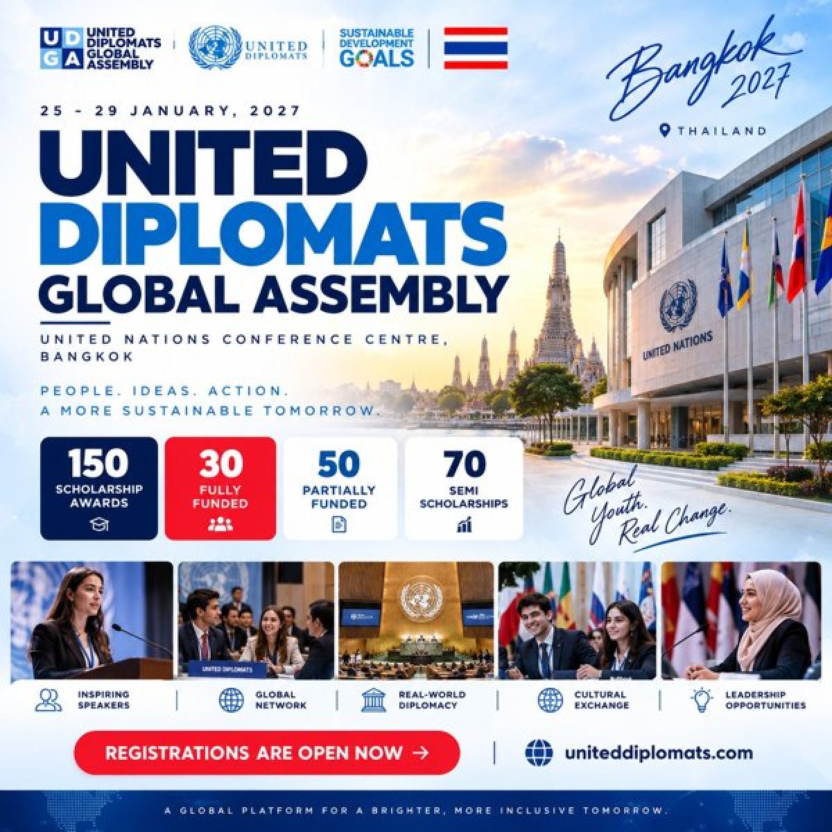 UDGA 2027: Fully Funded MUN at the United Nations Conference Centre, Bangkok | 150 Scholarships for Youth